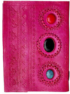 

ININDIA A5 Diary(Real Vintage Leather Handmadepaper Notebook Diary For office Home to Write Poem Daily Update - Size of (H) 10*(L) 7, Pink)