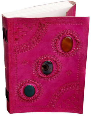 

ININDIA A5 Diary(Real Vintage Hunter pure Leather Handmadepaper Notebook Diary For office Home to Write Poem Daily Update - Size of (H) 10x(L) 7, Red)