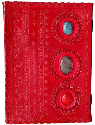 

ININDIA A5 Diary(Real Vintage Hunter Leather Handmadepaper Notebook Diary For office Home to Write Poem - Size of (H) 10*(L) 7, Red)