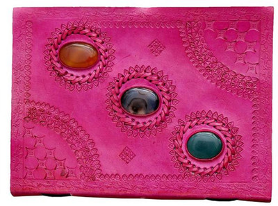 

ININDIA A5 Diary(Real Vintage Hunter Leather Handmadepaper Notebook Diary to Write Poem Daily Update - Size of (H) 10*(L) 7, Pink)