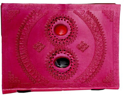 

ININDIA A5 Diary(Real Vintage Hunter Leather Handmadepaper Notebook Diary For office Home to Write Poem Daily Update - Size of (H) 10X(L) 7, Pink)
