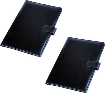 

COI Faux Leather Designer Black File Folder / Document Folder(Set Of 2, Black)