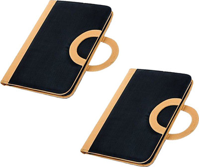 COI Faux Leather Designer Handle Black Document Folder / File Folder(Set Of 2, black And Yellow)