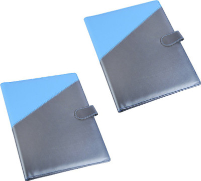 

COI Faux leather Cool Blue and Silver File Folder / Document folder(Set Of 2, Blue and Silver)