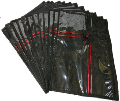 

Addyz Pack of 12 Non woven Pack of 12 Pc Transparent top Single Saree Gift Organizer(Black)