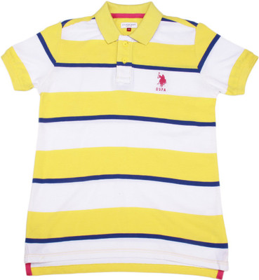 

US Polo Kids Boys Solid Cotton T Shirt(Yellow, Pack of 1, Med. yellow