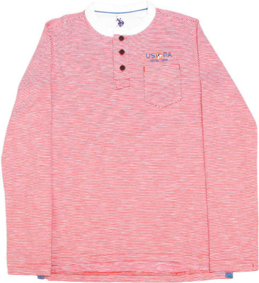 

US Polo Kids Boys Solid Cotton T Shirt(Red, Pack of 1, Med red