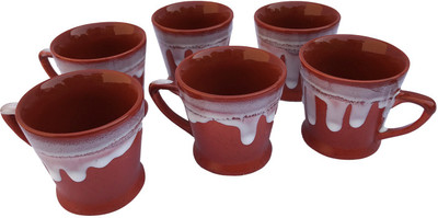 

Gallery99 Red & White Artistic Ceramic Clay Tea & Coffee Cups Ceramic(Multicolor, Pack of 6)