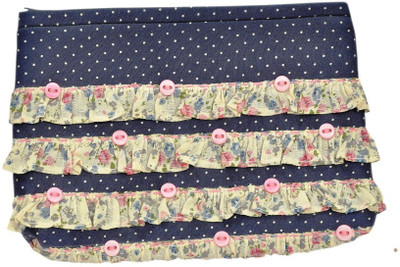 

USE ME Use Me Navy Blue Polka, Frills and Buttons Pouch for Women | Multiutility |Travel Kit | Cute Pencil Purse Cosmetic Bag(Blue, White)