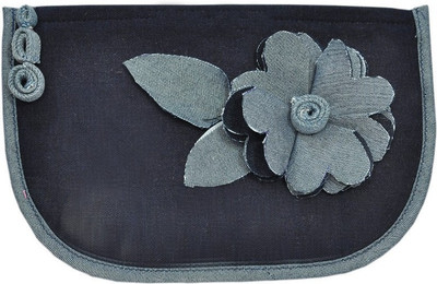 

USE ME Use Me Two Tone Navy Blue Denim, Scrap Flower Pouch for Women | Multiutility |Travel Kit | Cute Pencil Purse Cosmetic Bag(Blue)