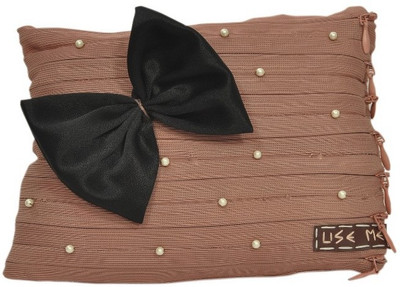 

USE ME Use Me Black Bow White Pearl, Rosy Brown Zipper Pouch for Women | Multiutility |Travel Kit | Cute Pencil Purse Cosmetic Bag(Brown)