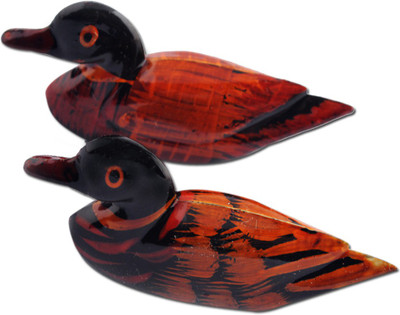 

DivyaMantra Feng Shui Wooden Pair Of Mandarin Ducks For Love Luck Bedroom Decor Decorative Showpiece - 3 cm(Bamboo, Brown)