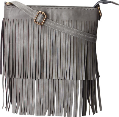 Kleio Women Casual Grey Leatherette Sling Bag