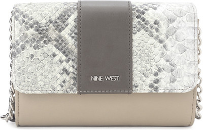 

Nine West Women Evening/Party Grey, Brown Genuine Leather Sling Bag, Brown;grey
