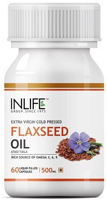 Inlife Flaxseed Oil, Extra Virgin Cold Pressed 500 mg - 60 Capsules(500 mg)
