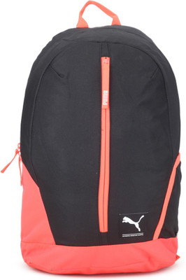 

Puma PUMA Zipper Backpack 26 L Laptop Backpack(Black, Orange), Black-red