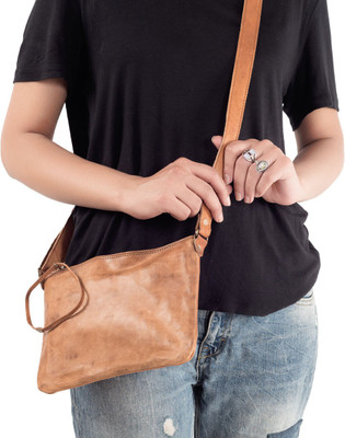 

penavo Leather Sling Bag Waterproof Sling Bag(Brown, 5 inch)