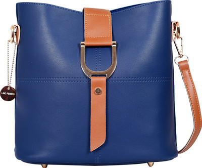 Lino Perros Shoulder Bag(Blue, Tan)