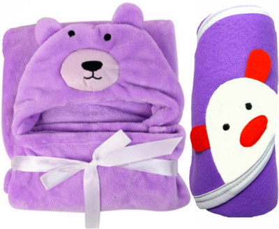 

BRANDONN Animal  Hooded Baby Blanket(Polyester, Purple