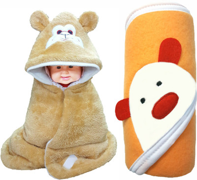 

BRANDONN Animal  Hooded Baby Blanket(Polyester, Beige