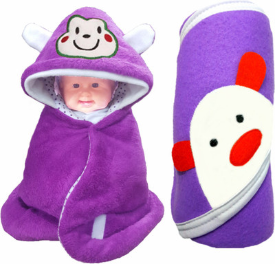 

BRANDONN Animal  Hooded Baby Blanket(Polyester, WINE