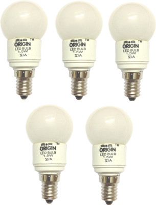 Origin 1.5 W Basic Round E14 LED Bulb(Yellow, Pack of 5)