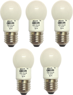 Origin 1.5 W Basic Round E27 LED Bulb(Yellow, Pack of 5)
