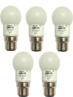 Origin 1.5 W Basic Round B22 LED Bulb(White, Pack of 5)