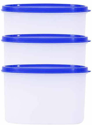 

Mahaware Microwaveable Space Saver 3PC - 1200 ml Plastic Grocery Container(Pack of 3, White, Blue), Blue;white