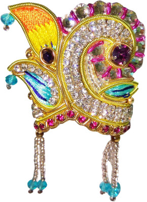 

Real Seed Heavy Zardoshi Work Krishna Mukut - Lord Krishna, Ladu Gopal Ji, Bal Krishna, Shri Ram Sita Mukut - Decorative Crown (7 x 4.4 CM) Deity Ornament(Adjustable Mukut)