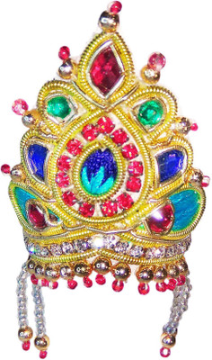 

Real Seed Heavy Zardoshi Work Krishna Mukut - Lord Krishna, Ladu Gopal Ji, Bal Krishna, Shri Ram Sita Mukut - Decorative Crown (5.2 x 3.4 CM) Deity Ornament(Zardoshi Mukut)
