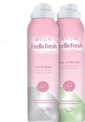 

Avon Anew Avon Feeling Fresh No Marks & Dry Comfort Aerosol for Women (set of 2) Deodorant Spray - For Men & Women(300 ml, Pack of 2)