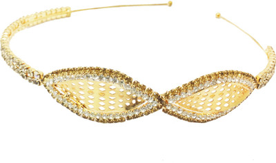 

AccessHer Rhinestone Studded Golden Metal Head band Crown for Girls and Women Hair Band(Gold)