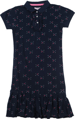 

US Polo Kids Girls Casual Dress(Dark Blue, Half Sleeve, Navy