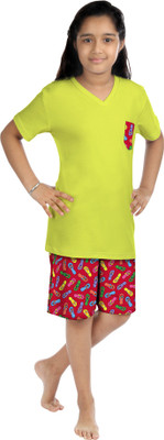 

Oranges & Lemons Kids Nightwear Girls Solid Cotton(Yellow Pack of 1