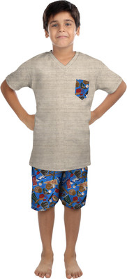 

Oranges & Lemons Kids Nightwear Boys Solid Cotton(Brown Pack of 1