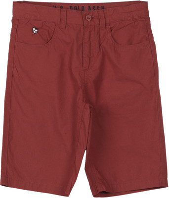 

US Polo Kids Short For Boys Casual Solid Cotton, Rust