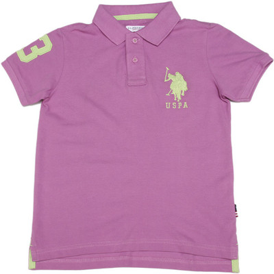 

US Polo Kids Boys Solid Cotton T Shirt, Me. lavender