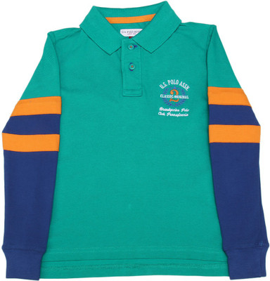 

US Polo Kids Boys Solid Cotton T Shirt(Green, Pack of 1, Me. green