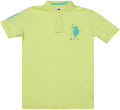 

US Polo Kids Boys Solid Cotton T Shirt(Yellow, Pack of 1, Lt yellow