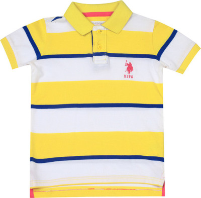 

US Polo Kids Boys Solid Cotton T Shirt(Yellow, Pack of 1, Med. yellow