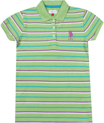 

US Polo Kids Girls Solid Cotton T Shirt, Me. green
