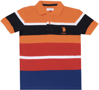

US Polo Kids Boys Solid Cotton T Shirt(Orange, Pack of 1, Me orange