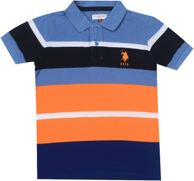 

US Polo Kids Boys Solid Cotton T Shirt(Blue, Pack of 1, Me. blue