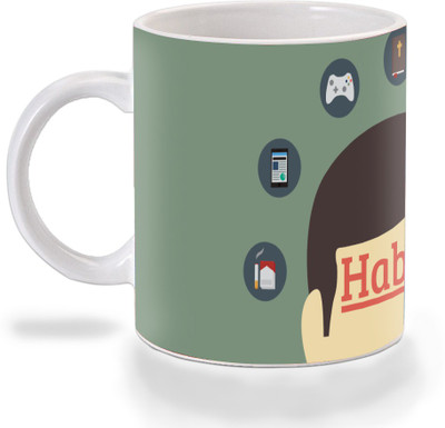 

Mooch Wale Habits Of Men Ceramic Mug(325 ml), Multicolor