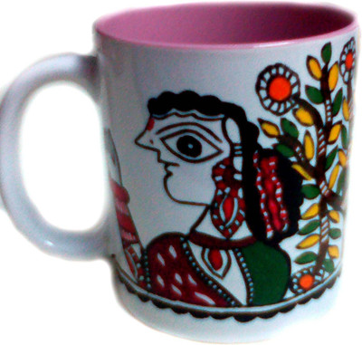 

Mithila Painting MP2601 Ceramic Mug(300 ml), White