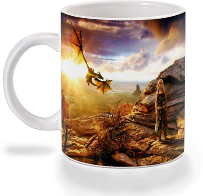 

Mooch Wale Game Of Thrones Daenerys And Dragon Ceramic Mug(325 ml), Multicolor