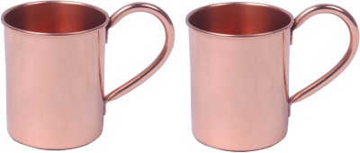 Shivshakti Arts Set Of 2 Handmade Pure Flat Design With Copper Handle Copper Coffee Mug(415 ml, Pack of 2)