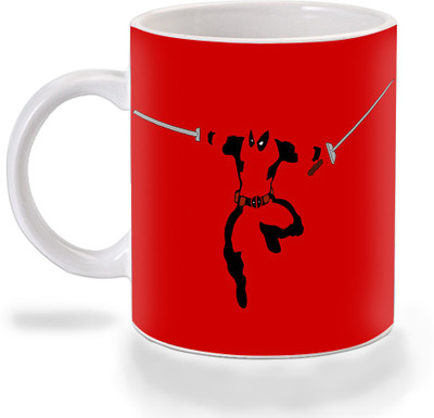 

Mooch Wale Deadpool All Red Ceramic Mug(325 ml), Multicolor