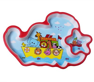 Purpledip Serving Tray Plate In High Quality Plastic For Kids, Children; Multicolour, Unique Star Cloud Design Small Plates